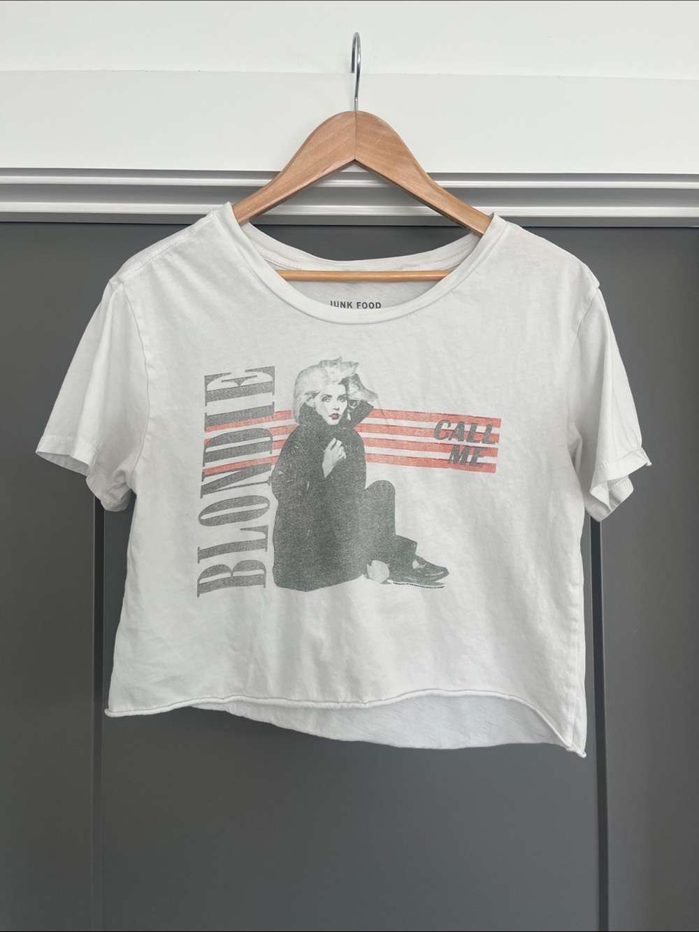 Blondie Call Me Graphic Crop Tee -White TShirt - Junk Food for Lucky